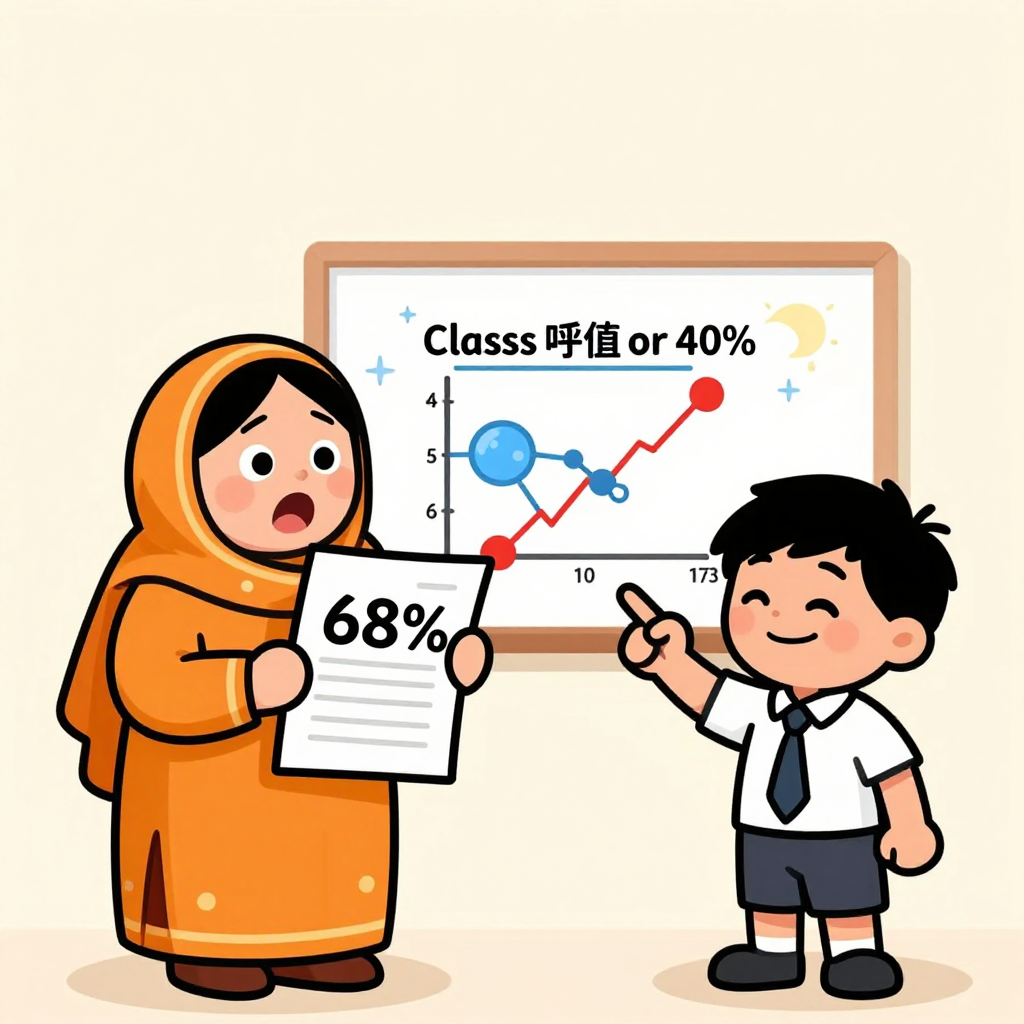 interpreting exam percentage meme about me explaining to mom why 68% is actually good|